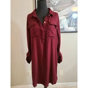 SO Burgundy Shirt Dress